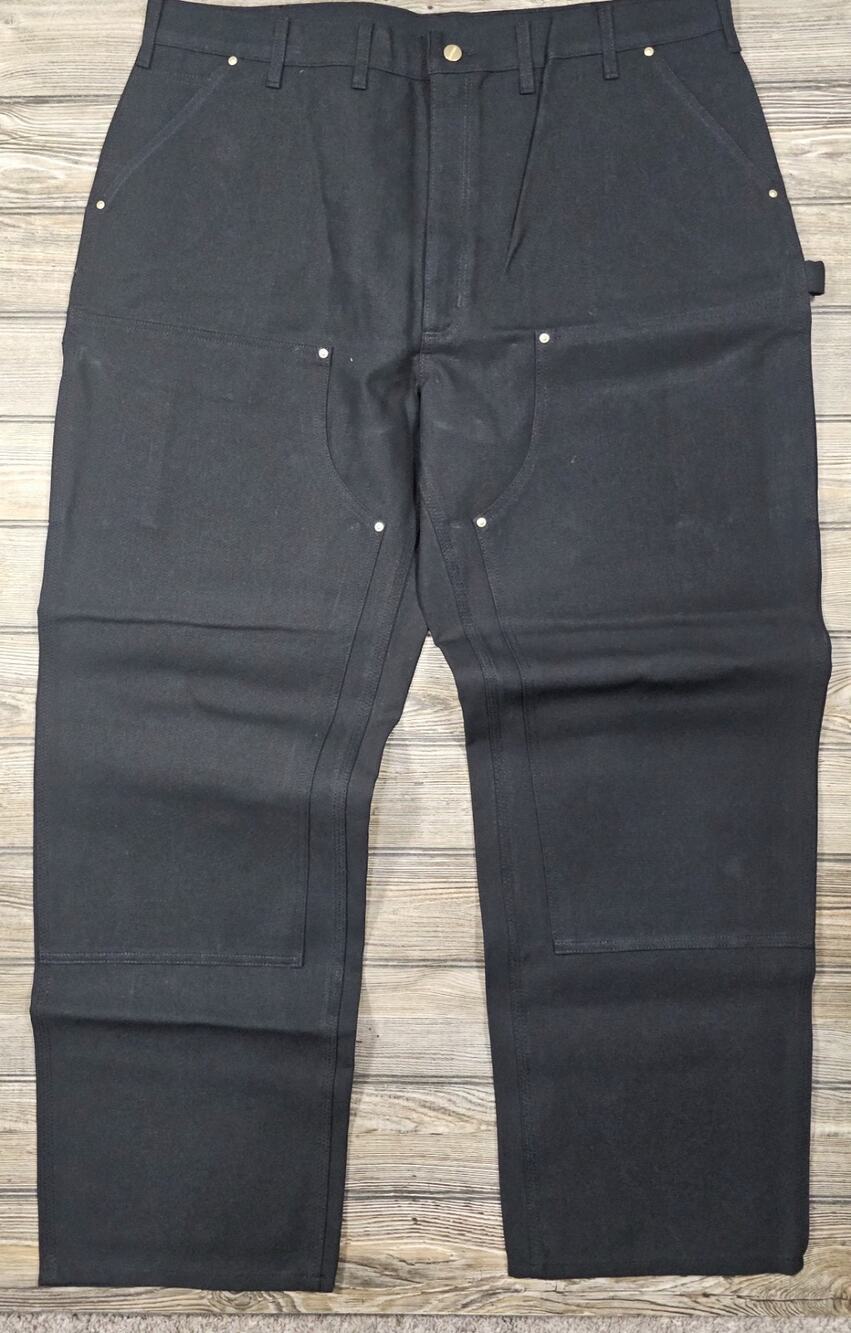 Carhartt Pants Mens 44x32 Black Double Knee Made In USA B01-BLK Loose Fit Duck